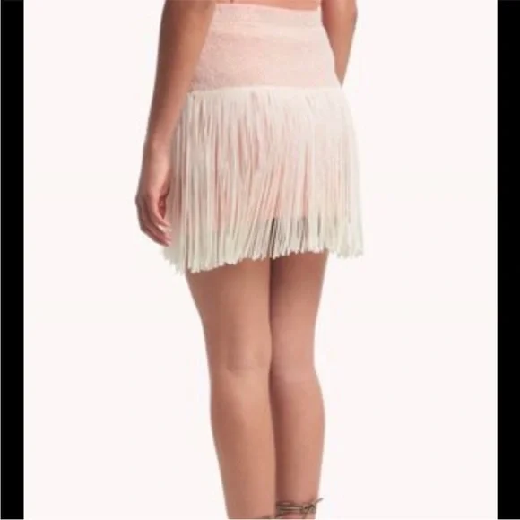 Ella Moss Fringe Skirt coral/cream size Small - Picture 5 of 6